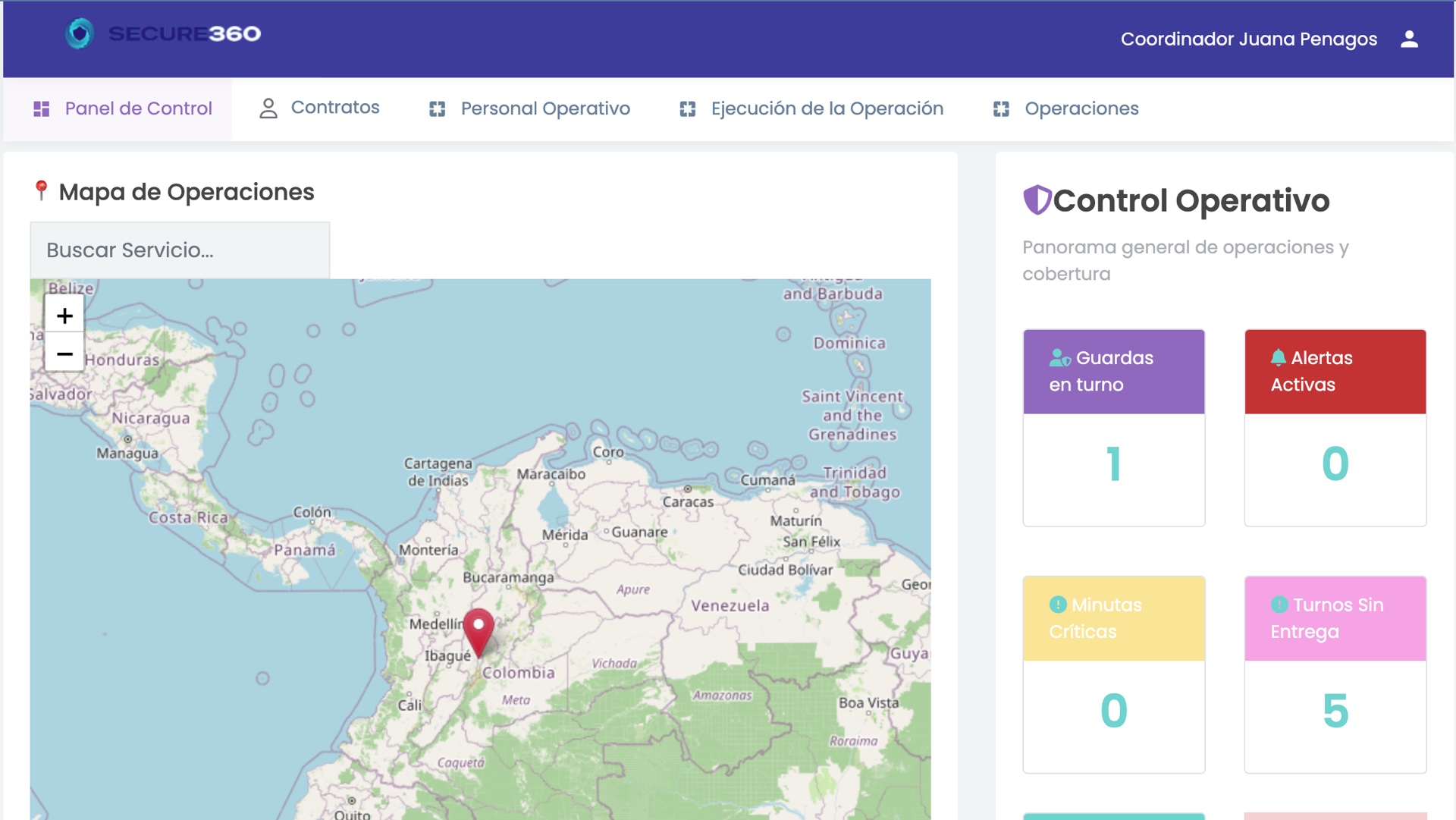 Dashboard de sistema de seguridad interactivo